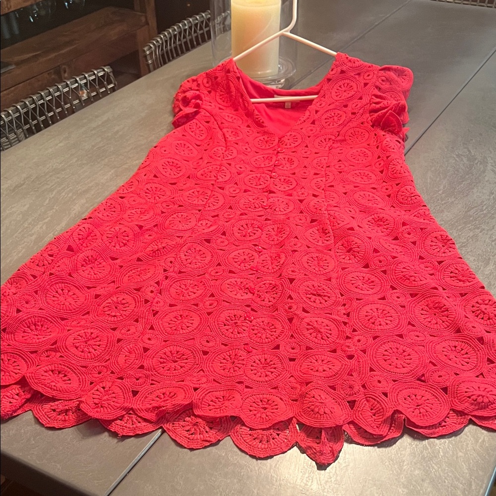 Skies Are Blue Raspberry Crochet Lace Mini Dress